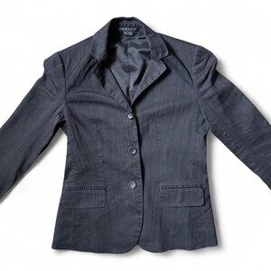 Theory Pinstripe One Button Blazer - Black/Silver - 0